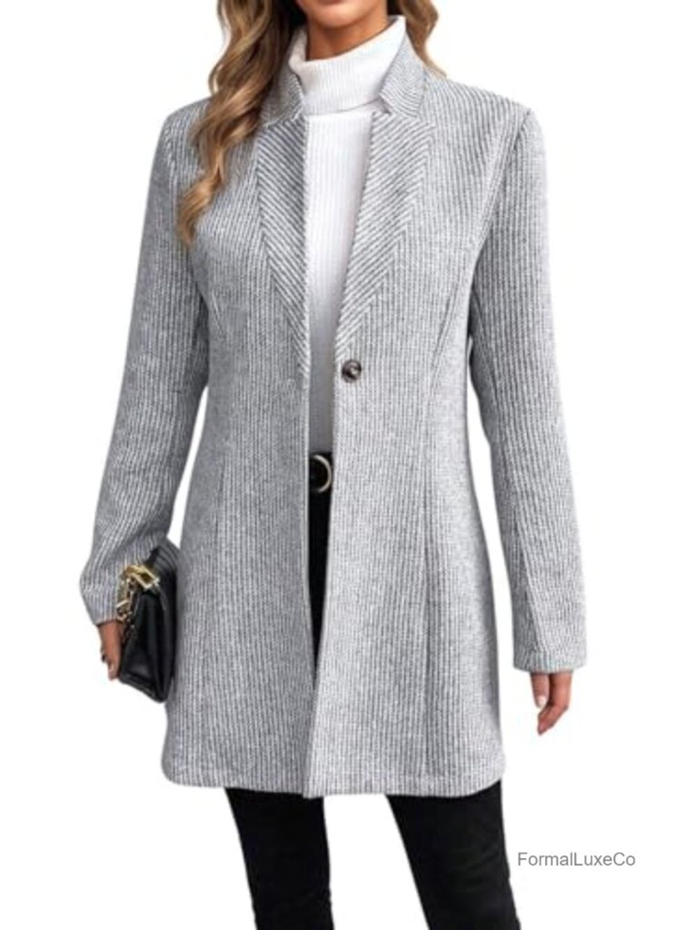 Women's Wool Blend Pea Coat Mid-Long Overcoat Button Front Winter